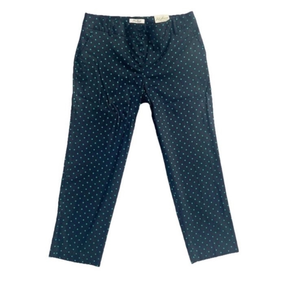 Van Heusen Pant Stretch Extensible Navy W Green Polka Dots Womens size 10